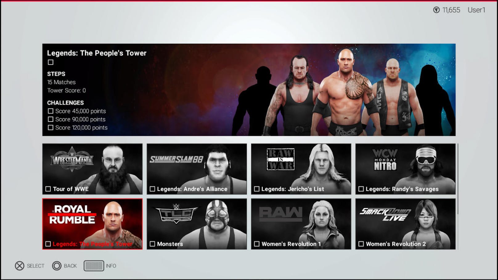 Ein gänzlich neuer Modus namens "Türme" gibt in WWE 2K19 sein Debüt. In der Haut von WWE Superstars oder selbst erstellter Wrestler kann man gegen eine Folge von WWE-Stars antreten.