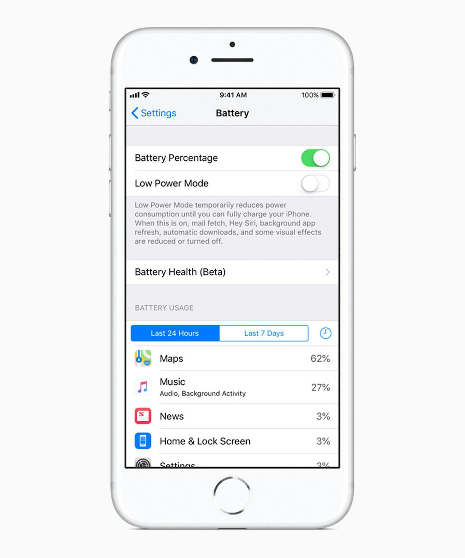 <b>01. April 2018:</b> iOS 11.3 fügt neue Funktionen hinzu, um den Batteriezustand eines iPhones anzuzeigen und zu empfehlen, wenn eine Batterie gewartet werden muss. Diese findet man unter Einstellungen -> Batterie und sind ab iPhone 6 verfügbar. Zusätzlich können Anwender nun sehen, ob die in iOS 10.2.1 eingeführte Power-Management-Funktion, die die maximale Leistung dynamisch verwaltet, um unerwartete Abschaltungen zu verhindern, aktiviert ist und auswählen, ob diese abgeschaltet werden soll.
