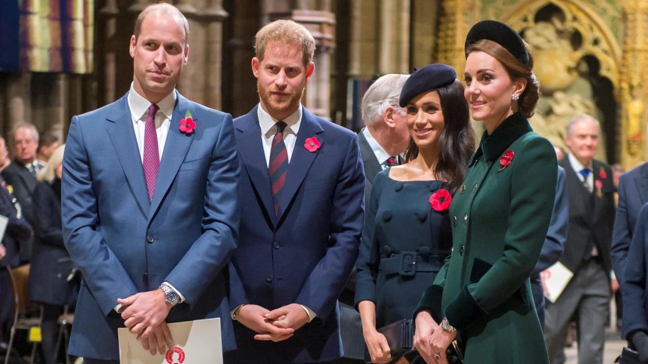 William und Harry mit ihren Ehefrauen Meghan und Kate.
