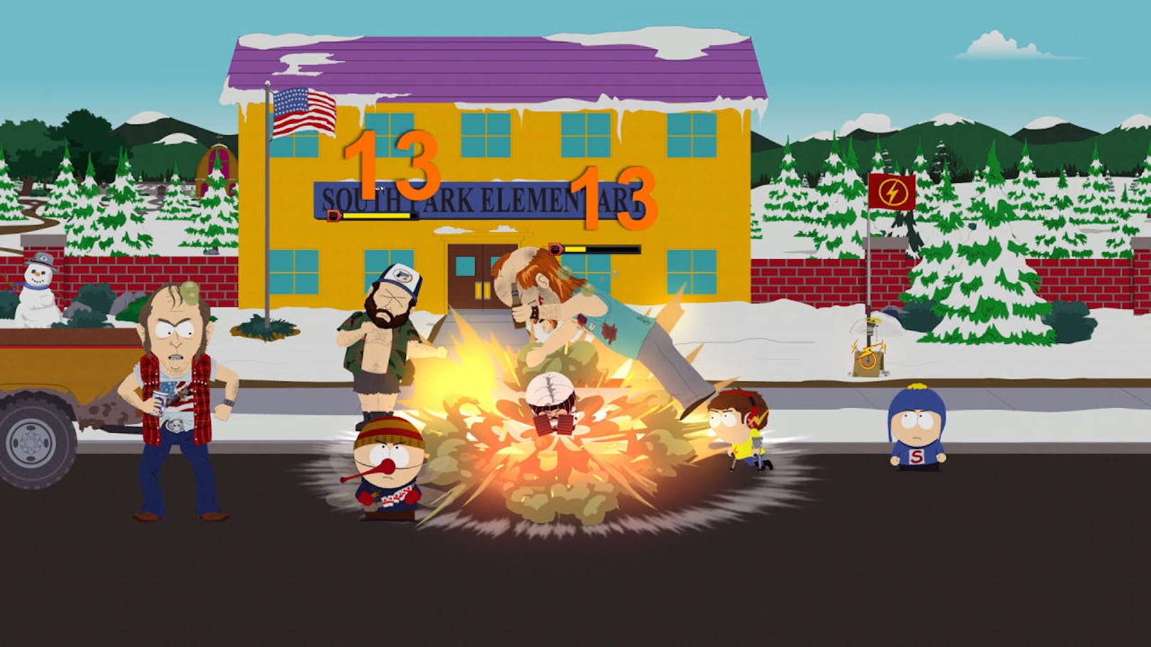 Die Spielfigur lässt sich relativ einfach und unkompliziert durch die Straßen von South Park oder durch die Häuser bewegen. Wann immer es Hindernisse zu überwinden gibt oder man in einen Kampf verwickelt wird, erhält man am Bildschirm Anweisungen, was genau zu ist.