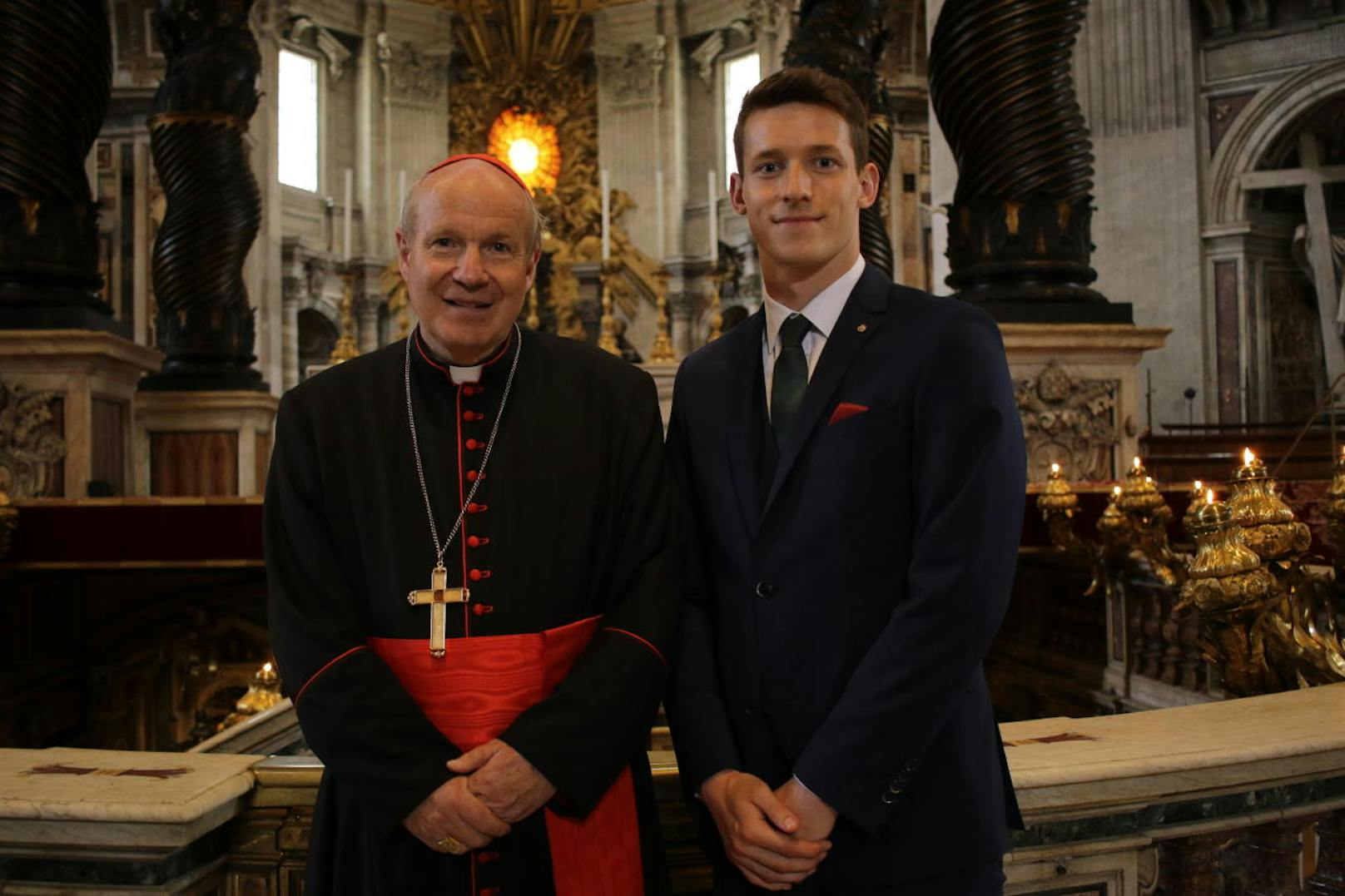 Kardinal Christoph Schönborn und Richard Strebinger. Bild: SK Rapid