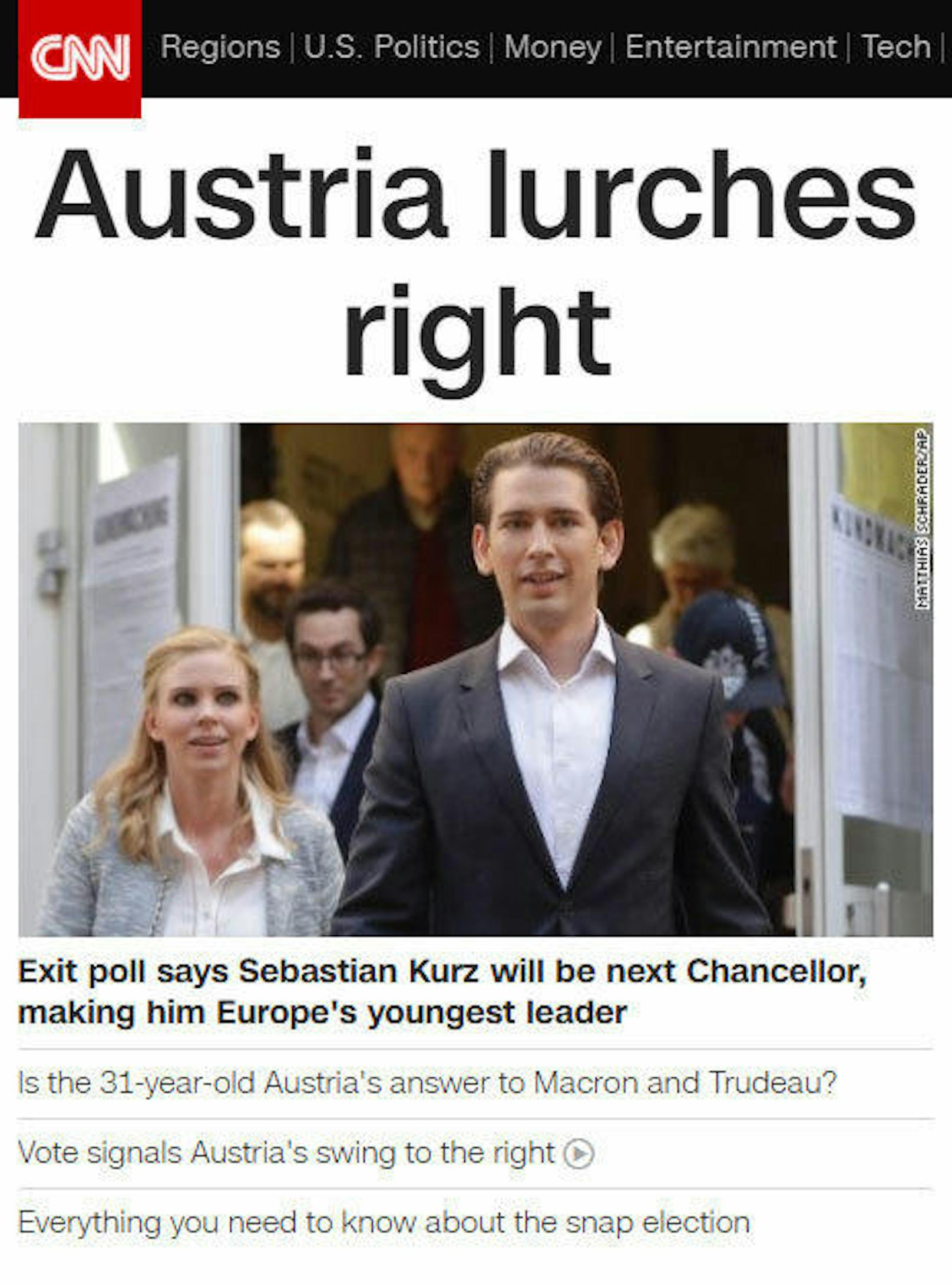 <b>CNN.com:</b> "Österreich taumelt nach rechts"