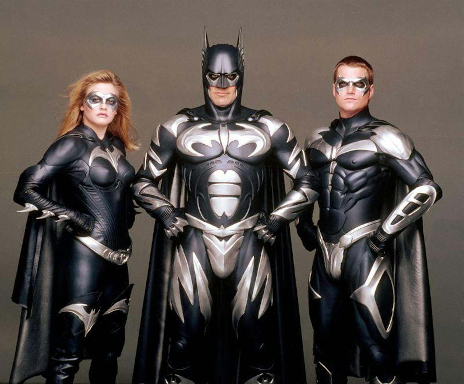 Von links: Alicia Silverstone, George Clooney und Chris O'Donnell in "Batman & Robin".