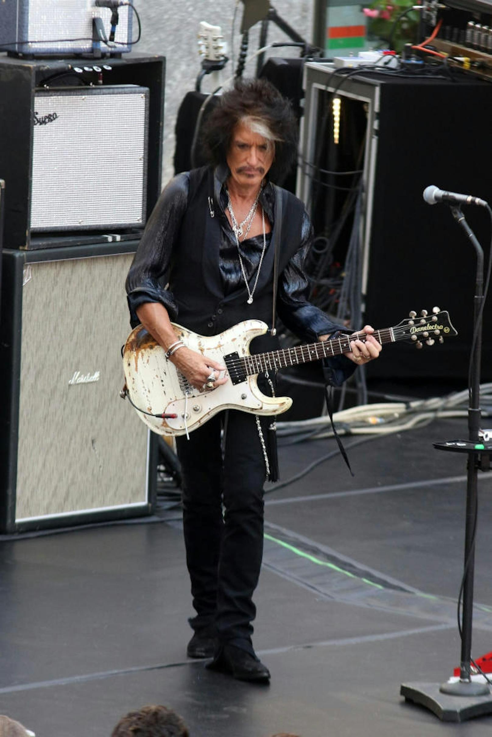 Joe Perry am 15. August 2018 bei einem Auftritt von Aerosmith in New York. 