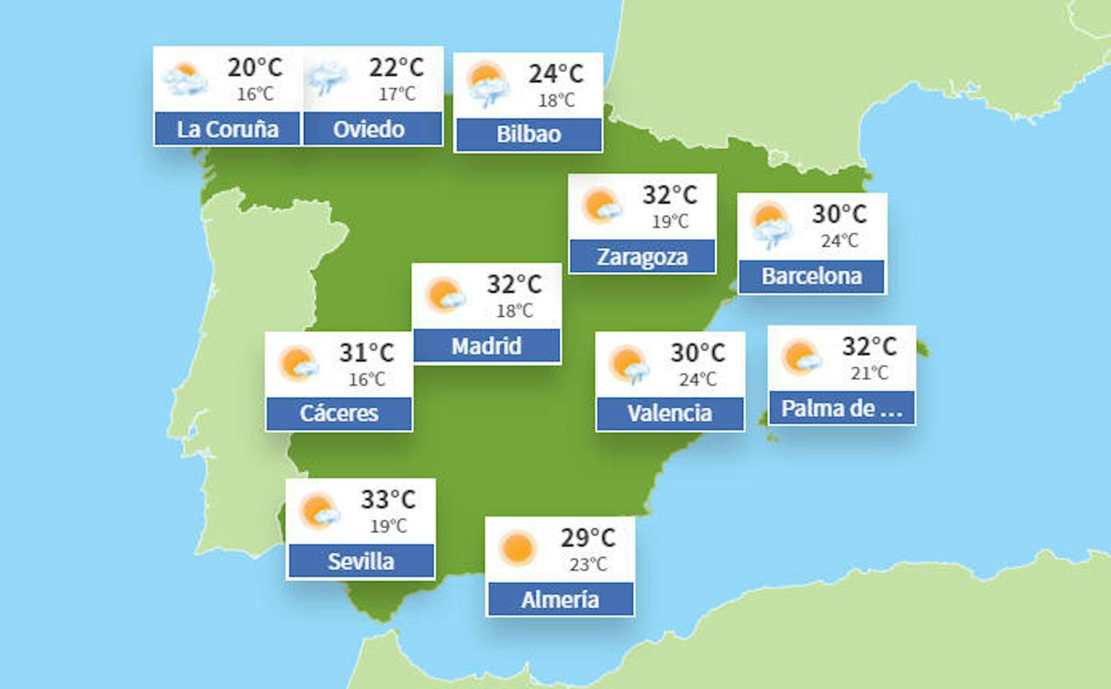 Wetter aktuell in Spanien.