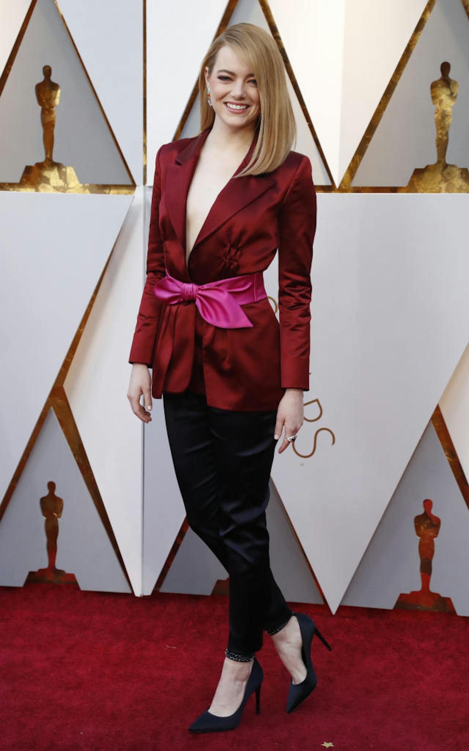 Ziemlich aus der Reihe tanzte <b>Emma Stone</b> in einer Hose von Louis Vuitton - und dennoch: Sie sah eifnach perfekt aus.
