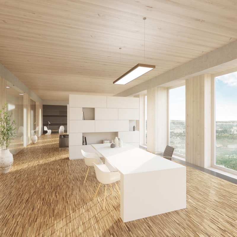 Hier lässt es sich arbeiten: Einrichtungsbeispiel für eine der Business-Einheiten. (c) cetus Baudevelopment GmbH und cy architecture