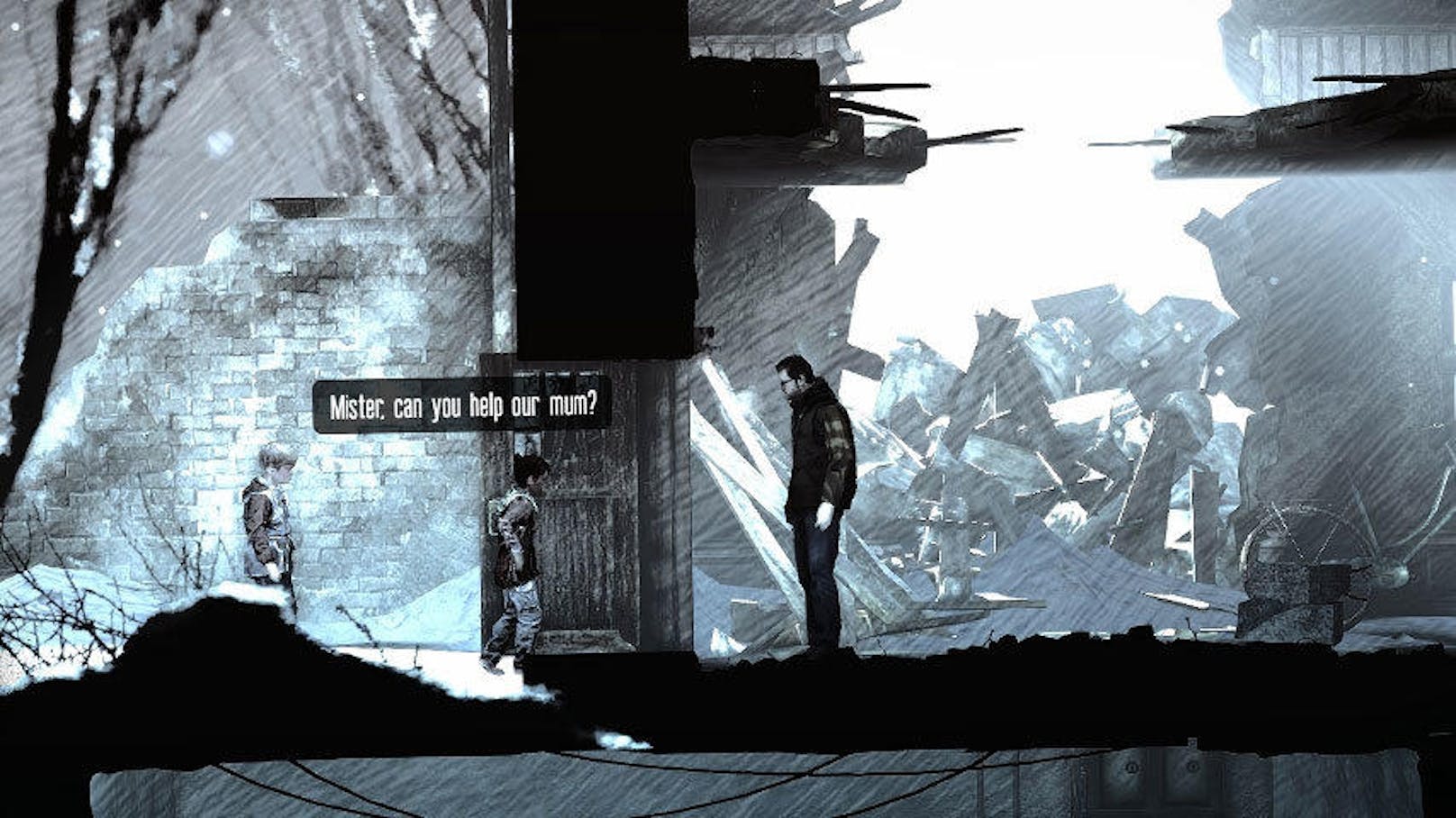 <b>This War of Mine von 11bit studios:</b> Im Krieg sind nicht nur Soldaten Helden. In diesem packenden Survival-Spiel, das von tatsächlichen Ereignissen inspiriert wurde, kämpfen die Spieler in einer belagerten Stadt ums Überleben.