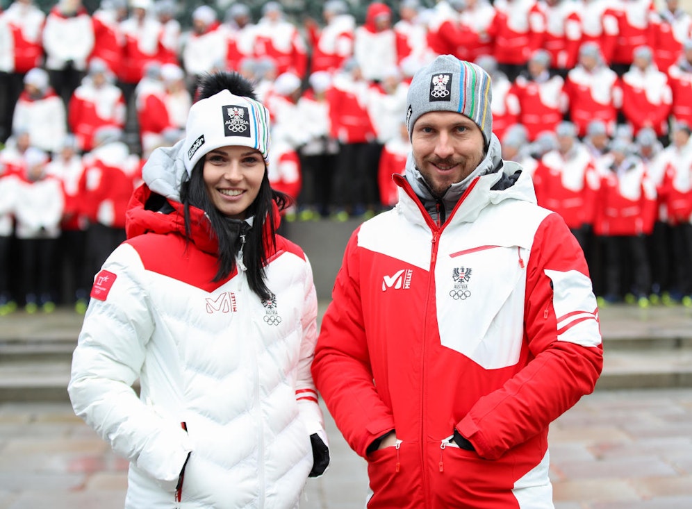 Anna Veith und Marcel Hirscher im Olympia-Outfit. 