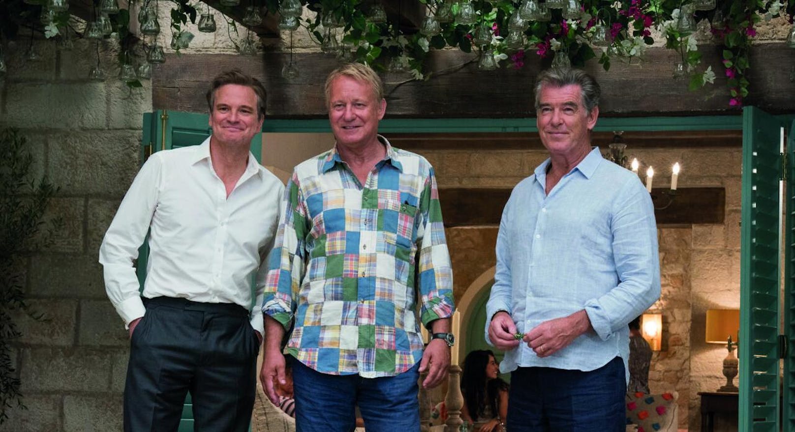 Von links: Colin Firth, Stellan Skarsgård und Pierce Brosnan in "Mamma Mia! Here We Go Again"
