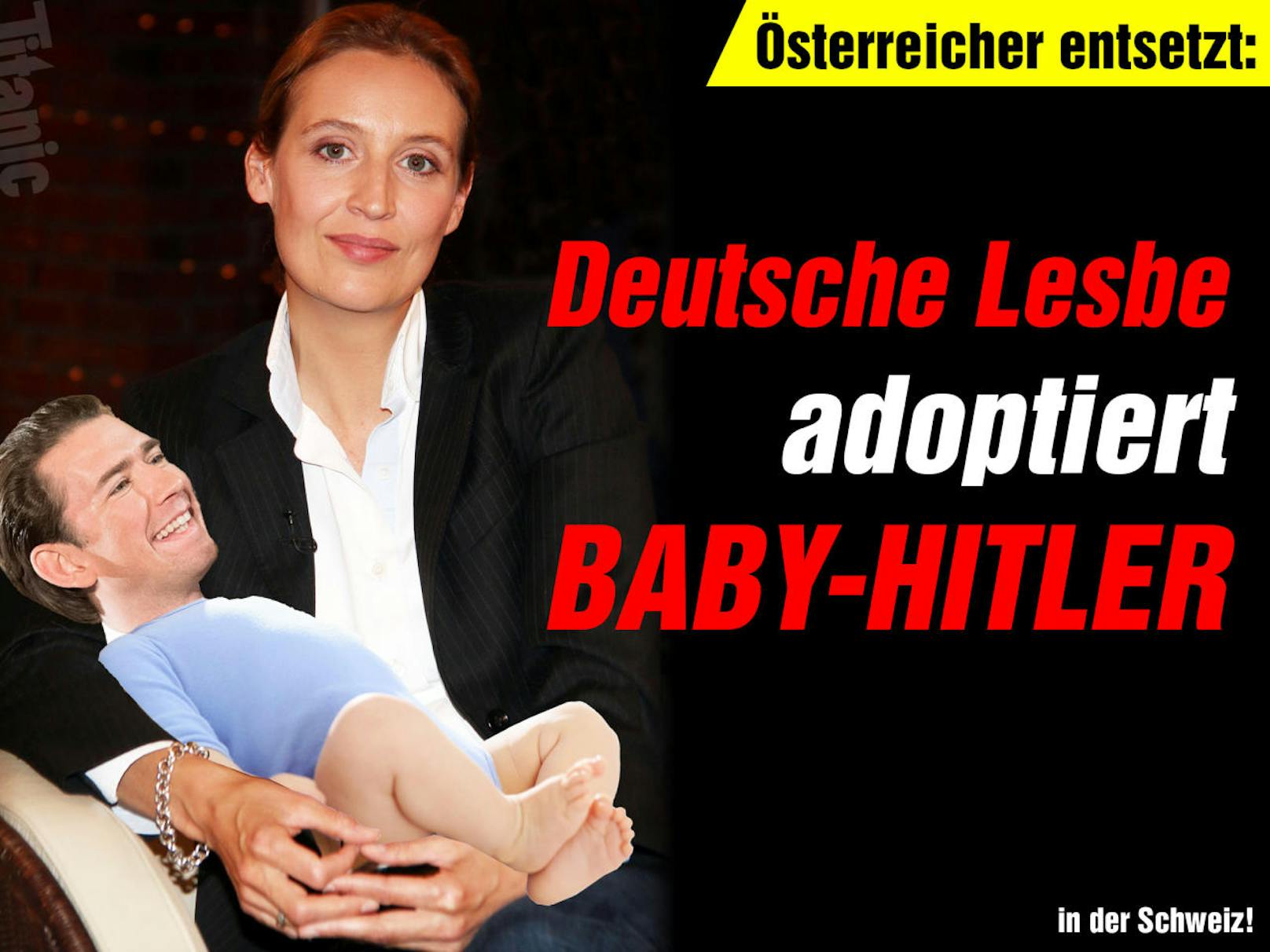 Das Satiremagazin "Titanic" zeigt "Baby-Hitler" in den Armen der lesbischen AfD-Politikerin Alice Weidel.