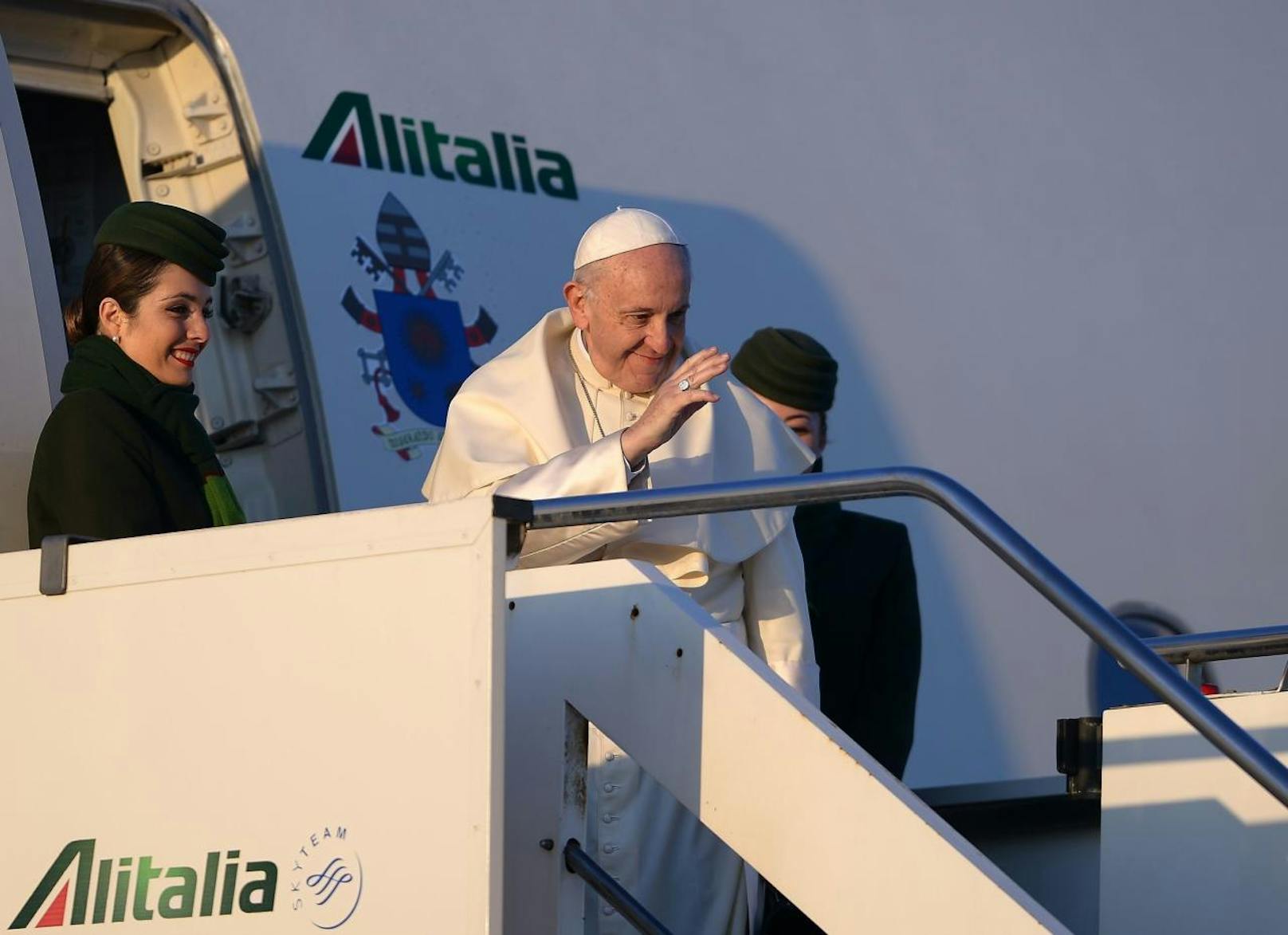 Papst Franziskus wurde bei seinem Flug nach Chile wie so oft von Journalisten begleitet.