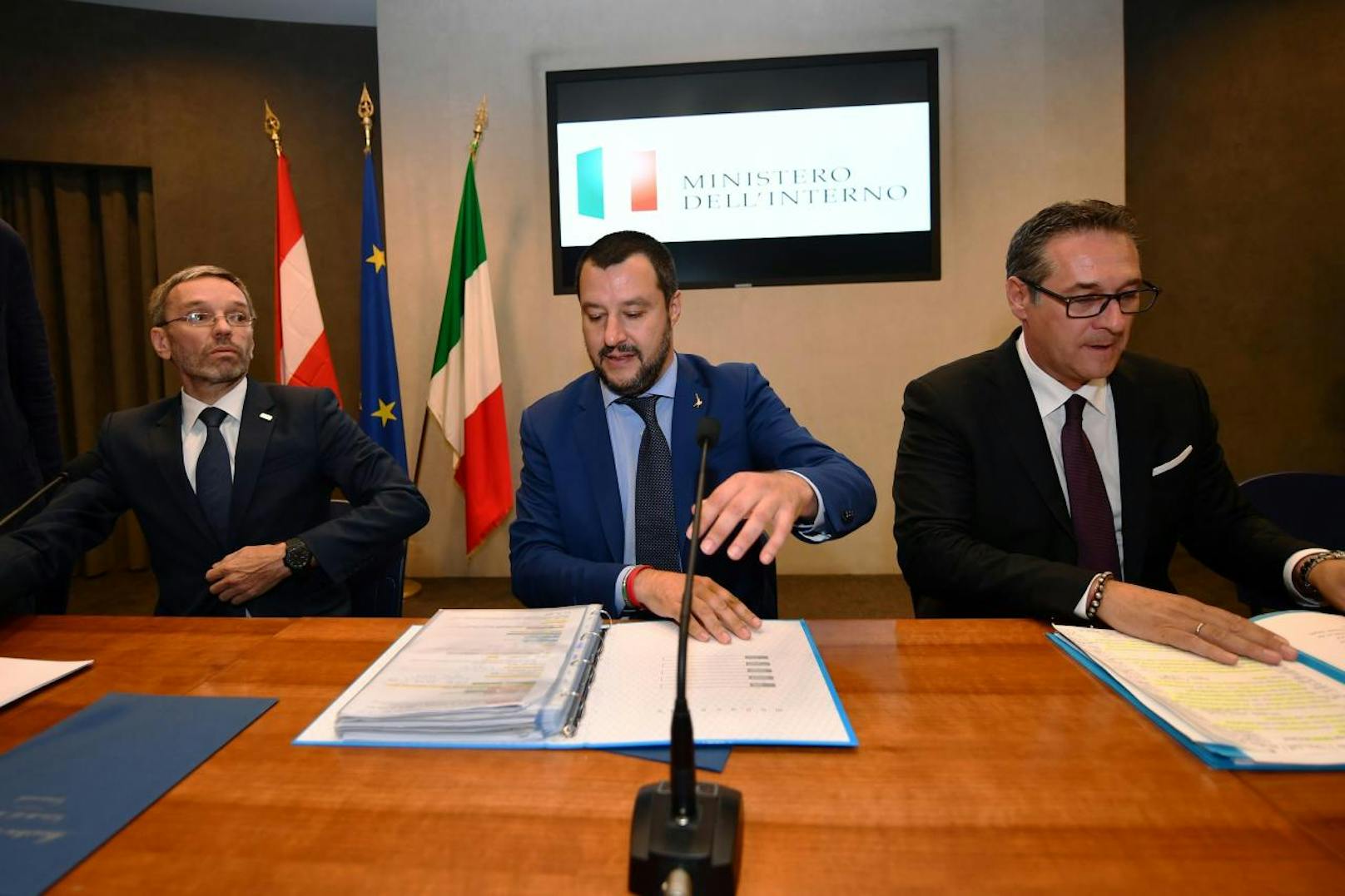 Treffen von Innenminister Kickl und Vizekanzler Strache mit Italiens Innenminister Matteo Salvini