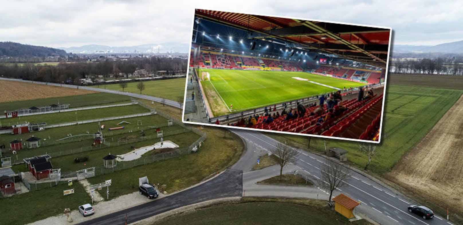 Nach dem Vorbild Regensburg soll das LASK-Stadion in Pichling entstehen.