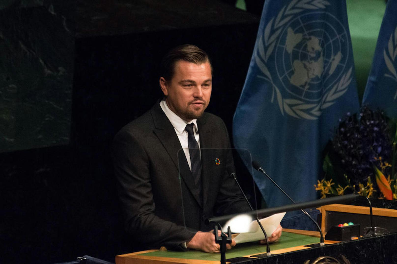 Leonardo DiCaprio während der feierlichen Unterzeichnung des UN-Klimaabkommens in New York