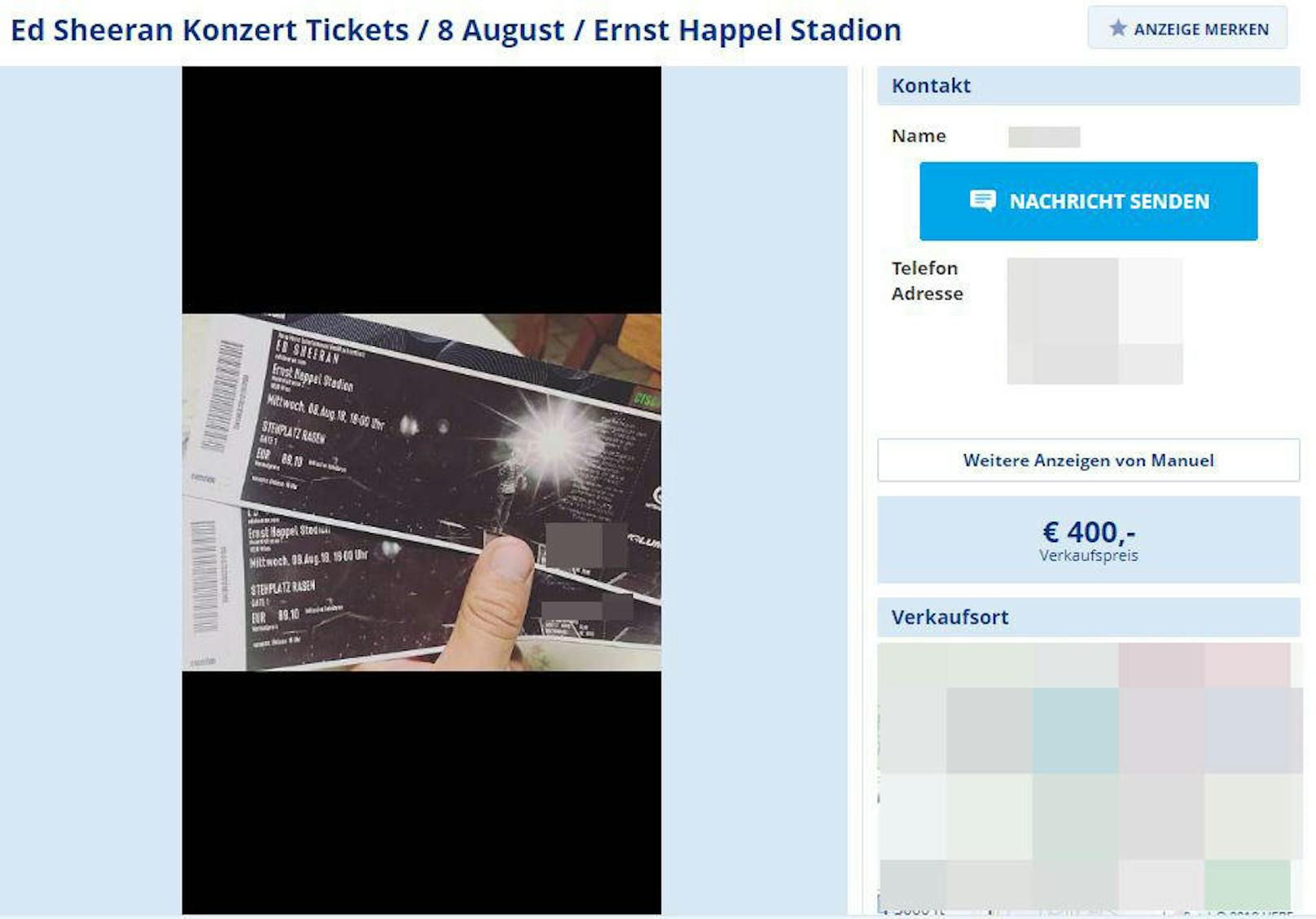 Ticketpreise für Ed Sheeran-Konzerte
