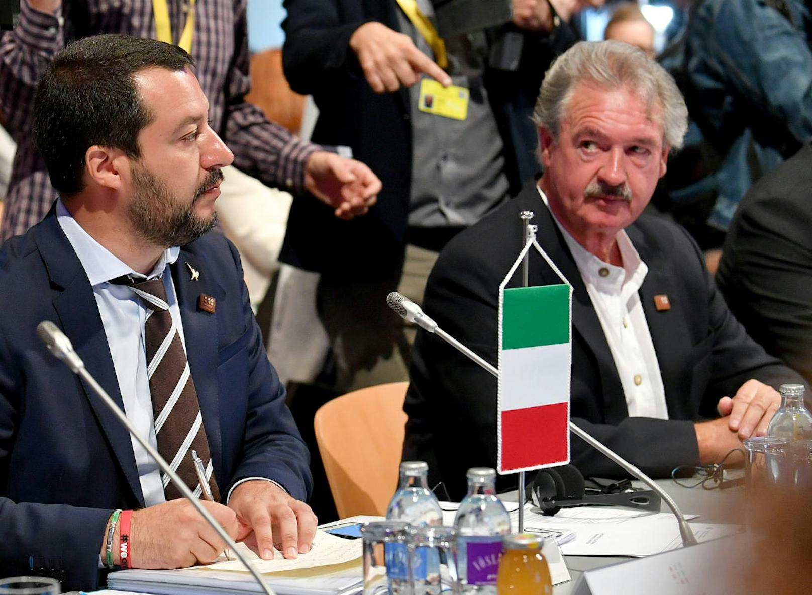 Die Innenminister Matteo Salvini (ITA), Jean Asselborn (LUX) beim Treffens der Justiz- und Innenminister der EU und der Östlichen Partnerschaft, am Donnerstag, 12. Juli 2018, in Innsbruck.