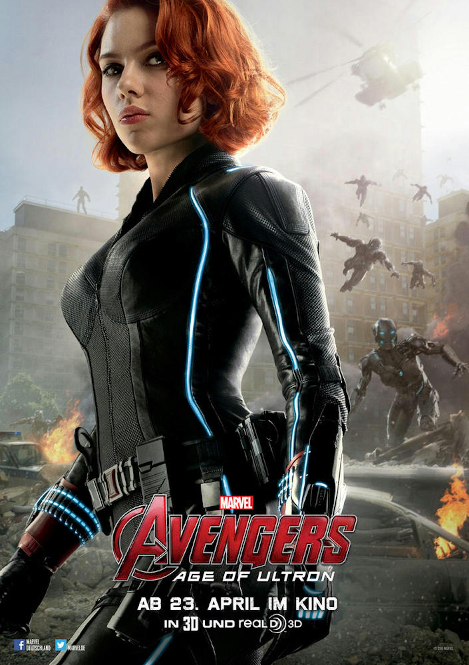 Scarlett Johansson als Black Widow auf einem Plakat von "Avengers: Age of Ultron".
