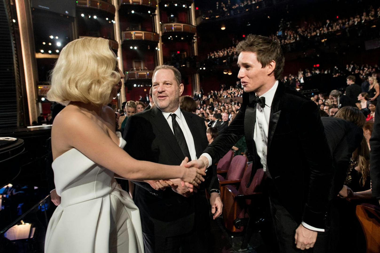 Harvey Weinstein, Lady Gaga und Eddie Redmayne bei den Oscars