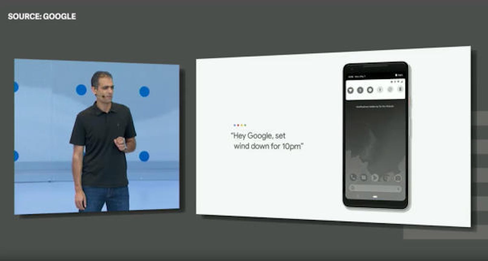 Schwarzweiß statt Farbe ist auch Thema bei Android selbst. Am Abend soll das Display nur noch monochrom sein, um Nutzern beim Abschalten zu helfen.