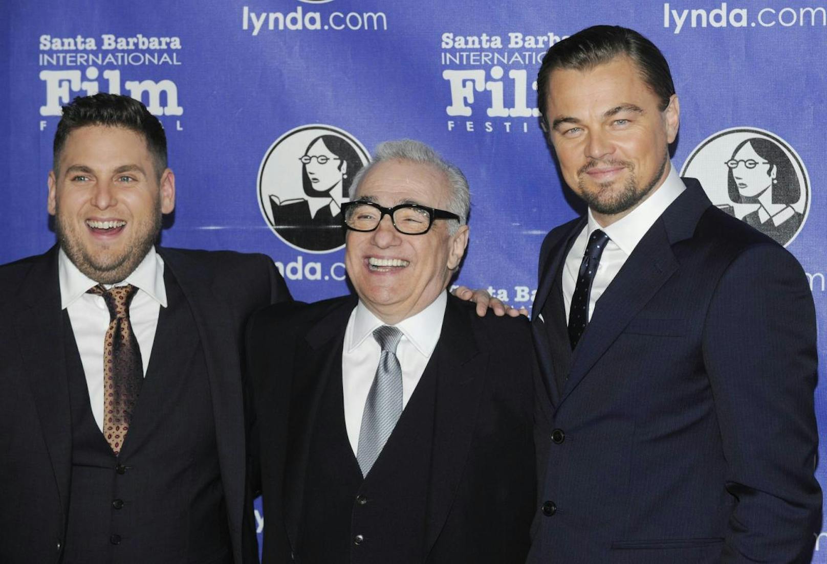 Jonah Hill, Martin Scorsese and Leonardo DiCaprio 
