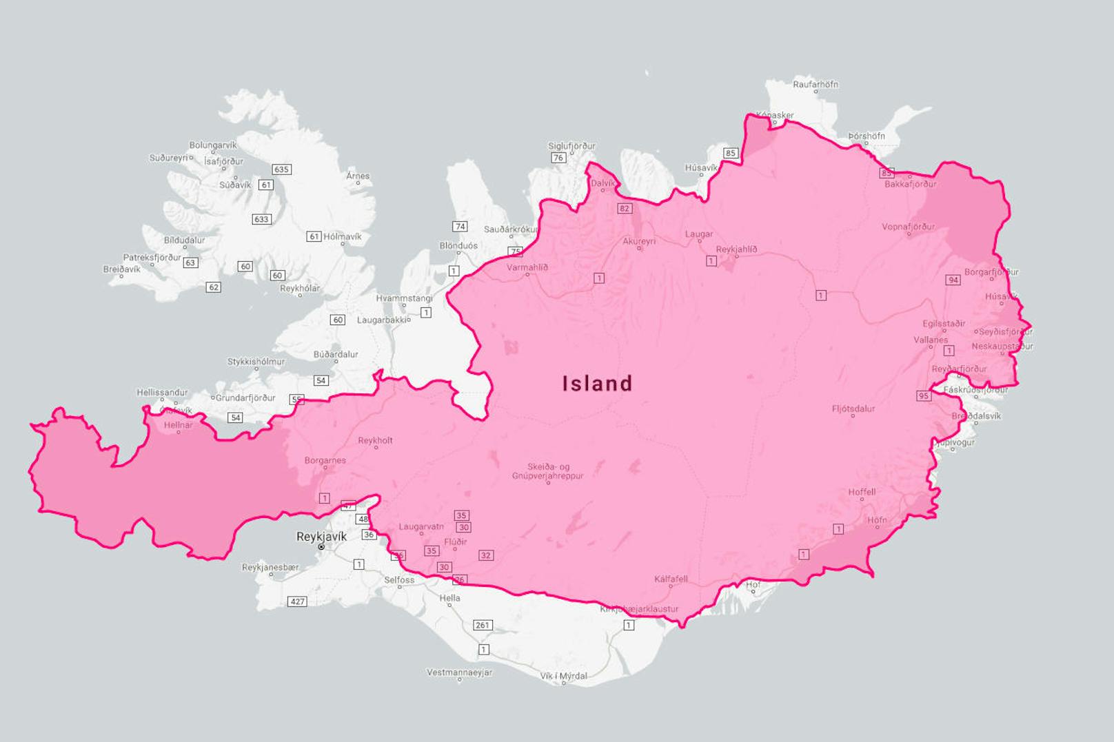 Oder, dass Österreich fast genauso groß ist wie <b>Island</b>.