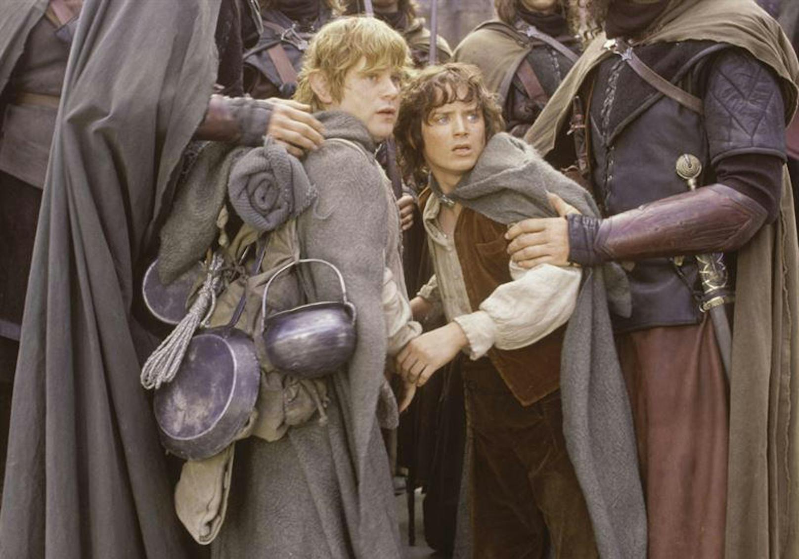 Sam (Sean Astin) und Frodo (Elijah Wood) werden in "Der Herr der Ringe - Die zwei Türme" gefangengenommen.