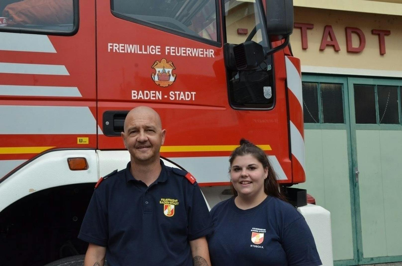Die beiden Ersthelfer Michael Nositzka und Kerstin Stosch von der Feuerwehr Baden-Stadt.