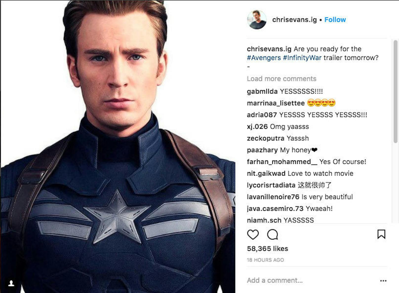 Captain America (Chris Evans) macht den Fans Laune auf den ersten Trailer