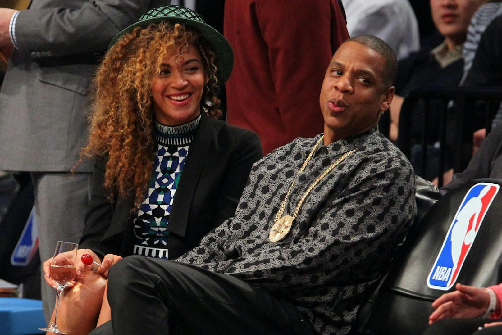 Beyonce und Jay-Z bei einem Spiel der Brooklyn Nets und den Houston Rockets.