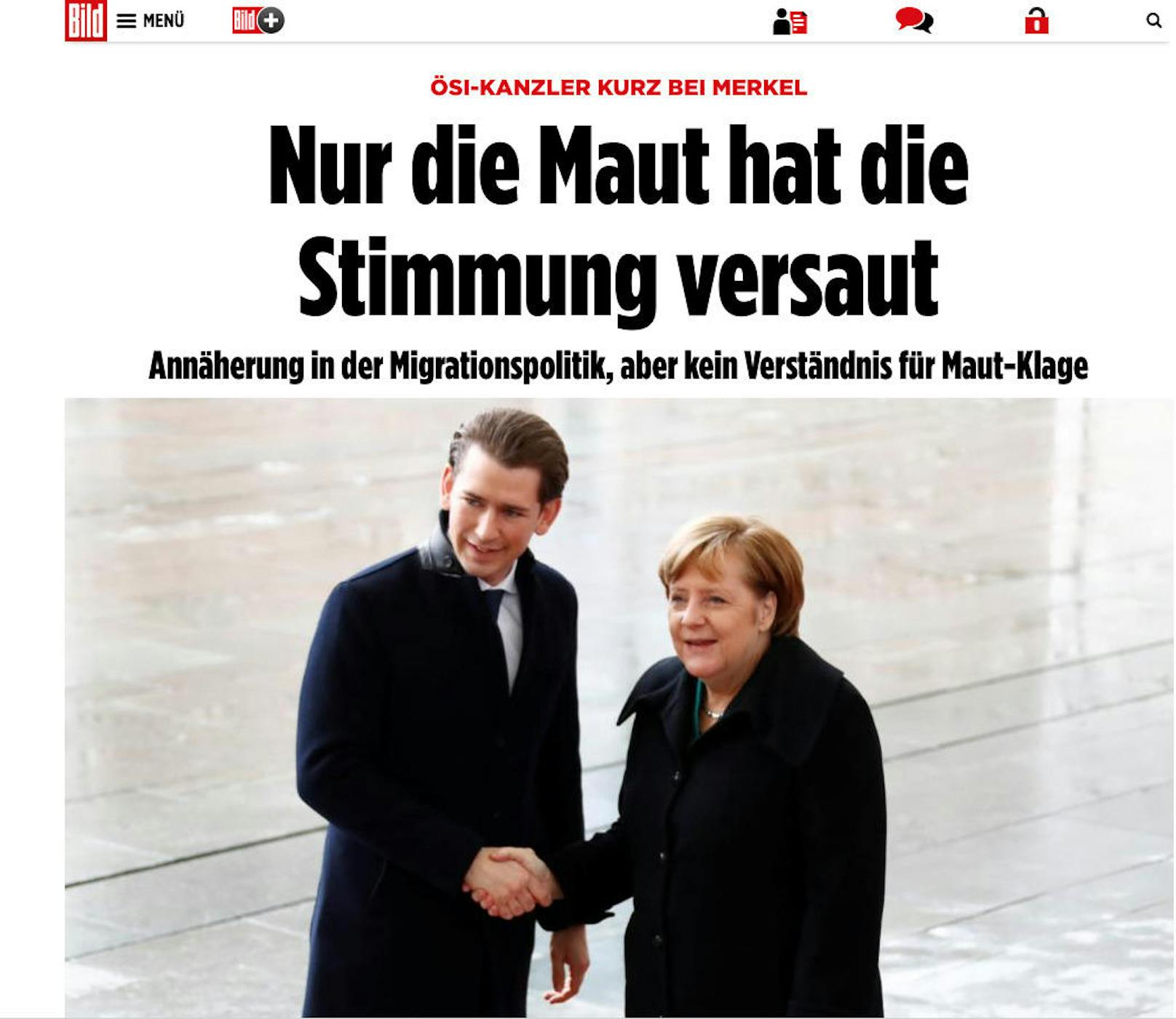 Die Bild-Zeitung hebt Österreichs Klage gegen die deutsche Autobahn-Maut hervor.
