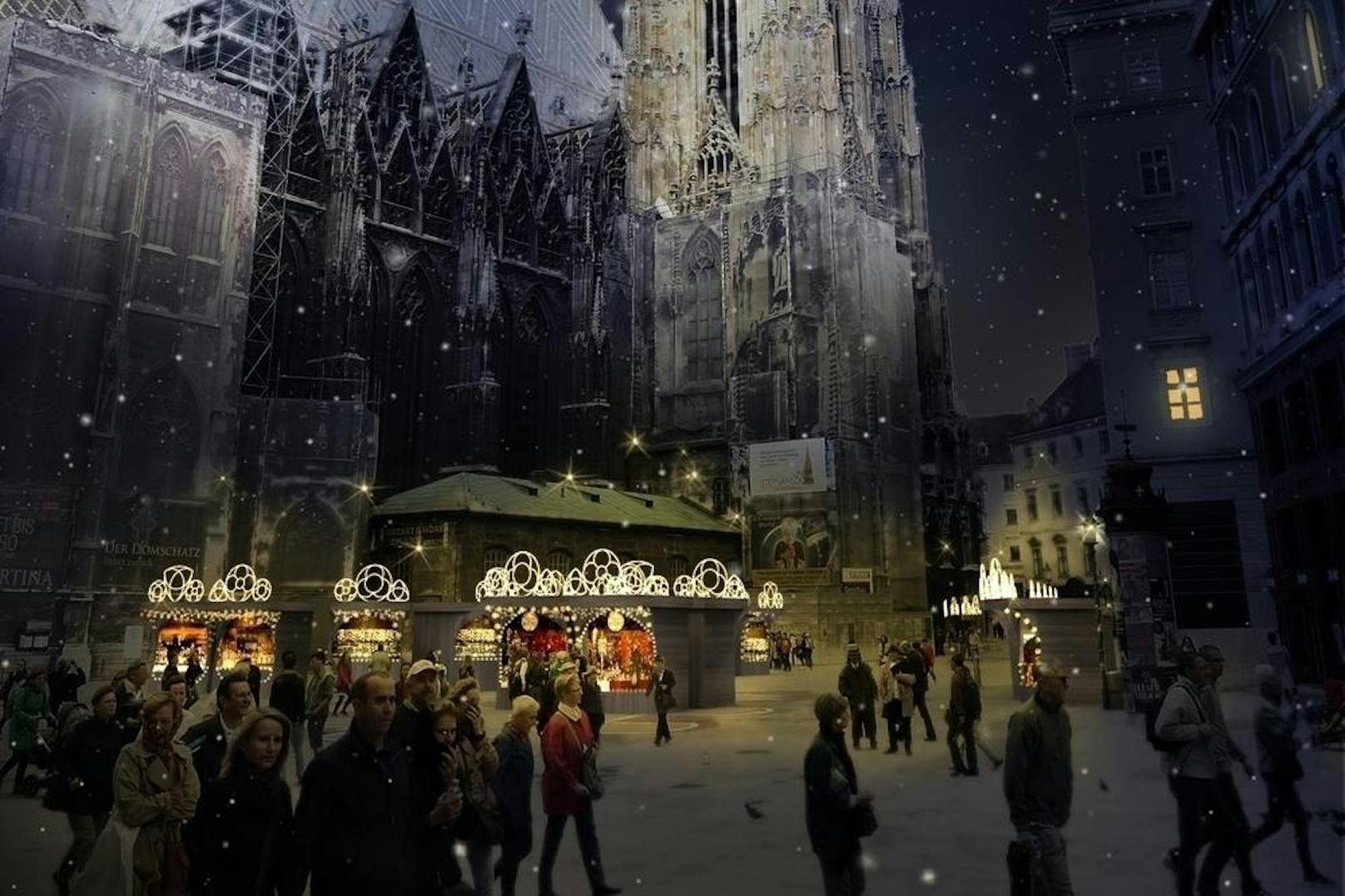 Sicher einer der stimmungsvollsten Christkindlmärkte Wiens: Der Weihnachtsmarkt vor dem Steffl.