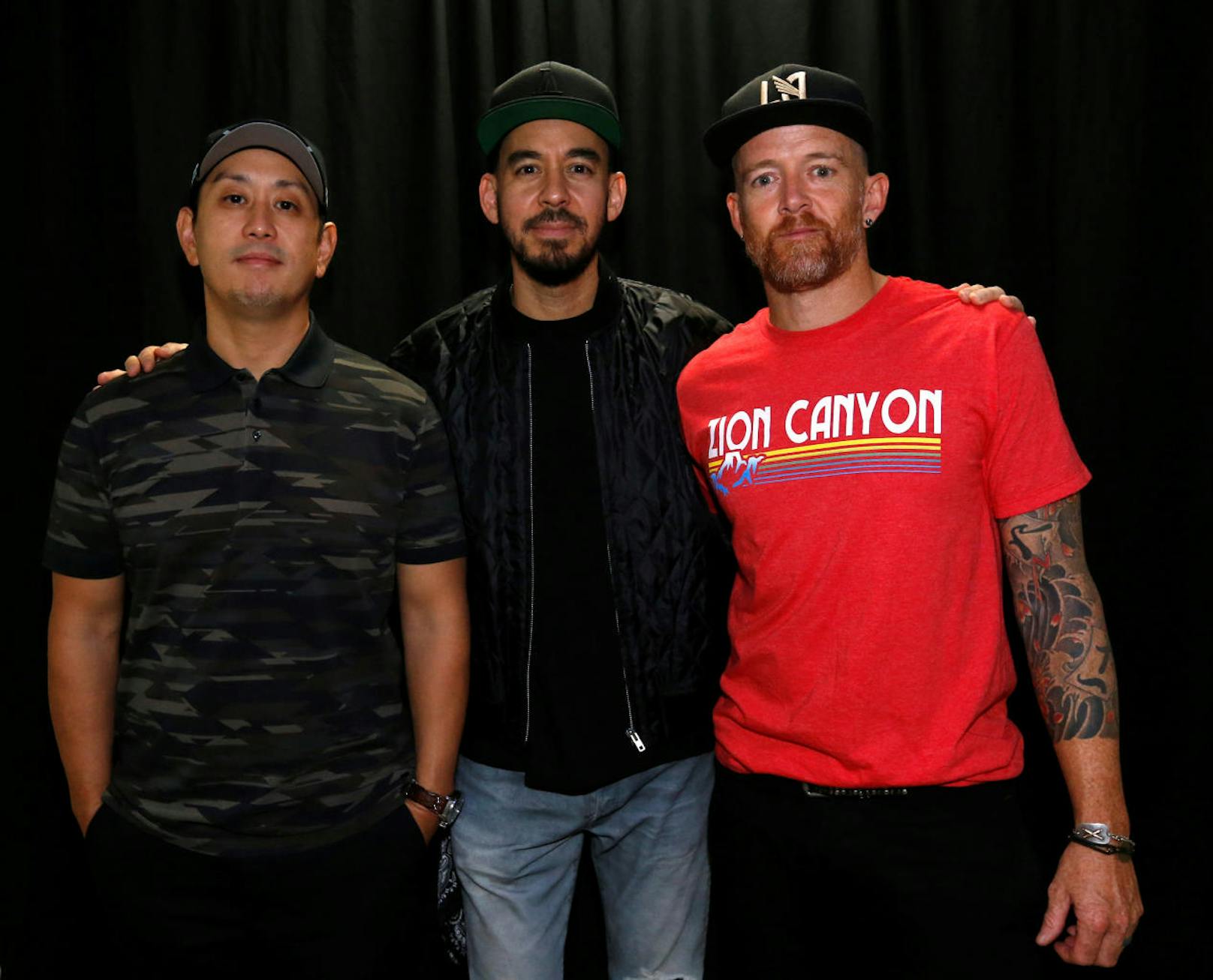Linkin Park-Mitglieder Hahn, Shinoda und Farrell beim Tribute-Konzert