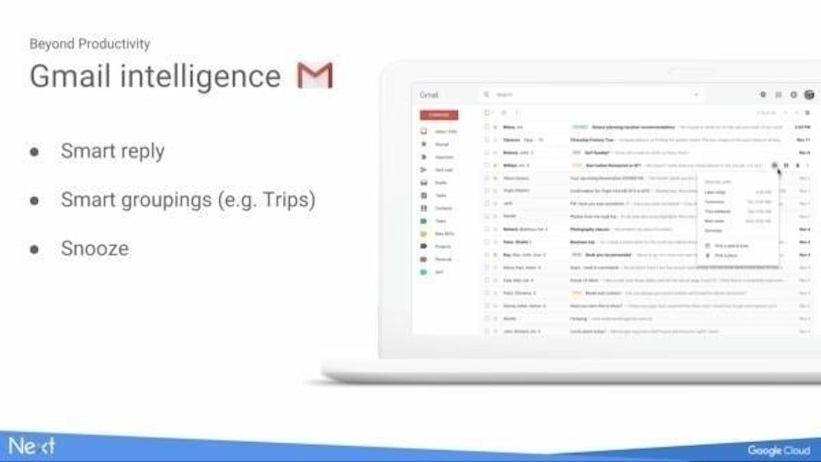 Google hat ein Update für Gmail angekündigt. Mit der Aktualisierung soll der Mail-Dienst in einem frischeren und aufgeräumteren Design daherkommen. Auch sollen G-Suite-Apps, zum Beispiel der Kalender, besser integriert werden. Für Mails soll es außerdem eine Schlummertaste geben, um sie temporär aus der Inbox verschwinden zu lassen. Wann das neue Design und die neuen Funktionen ausgerollt werden, ist bisher nicht bekannt.
