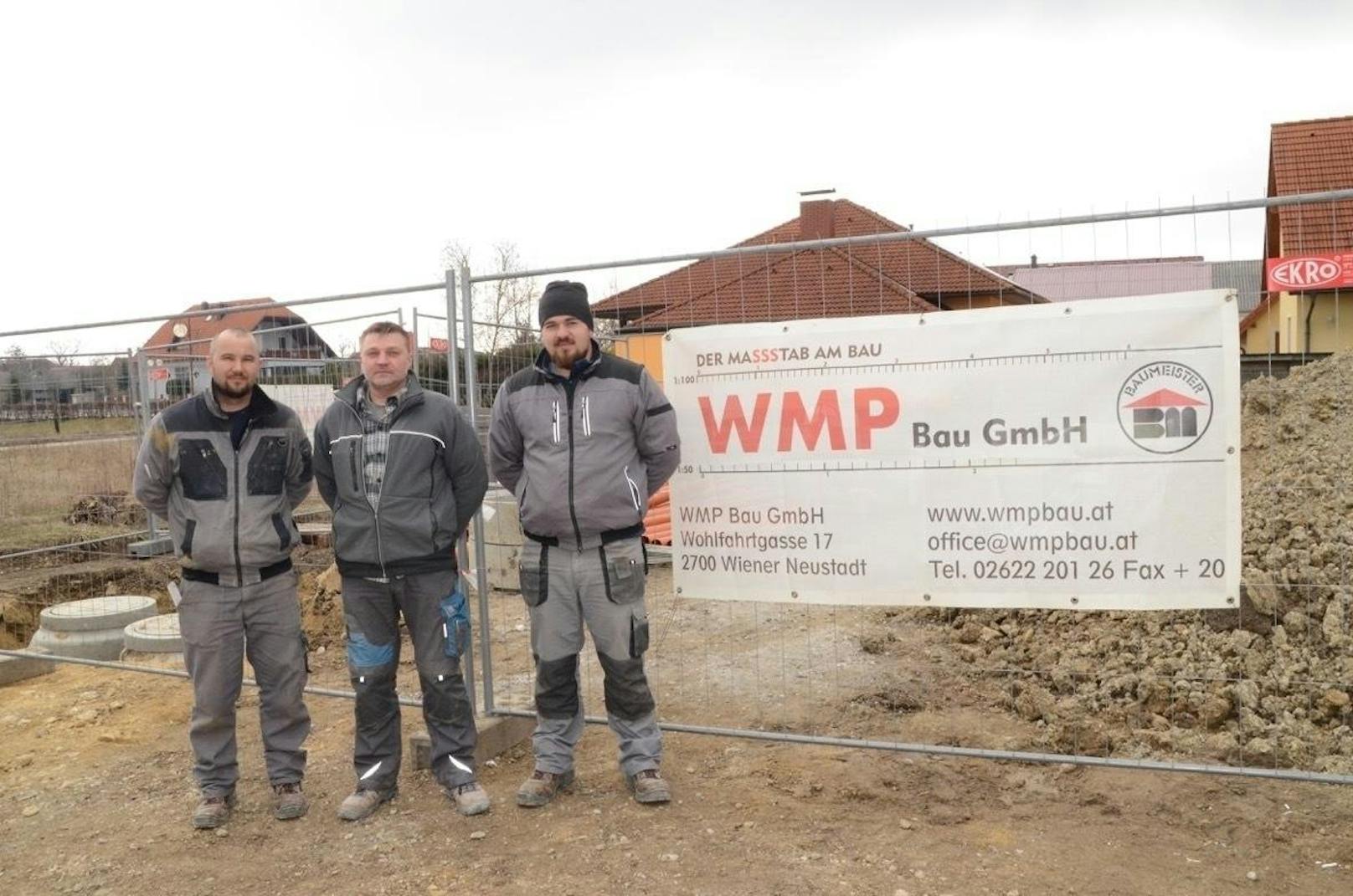 Die drei Arbeiter von WMP Bau GmbH aus Wr. Neustadt