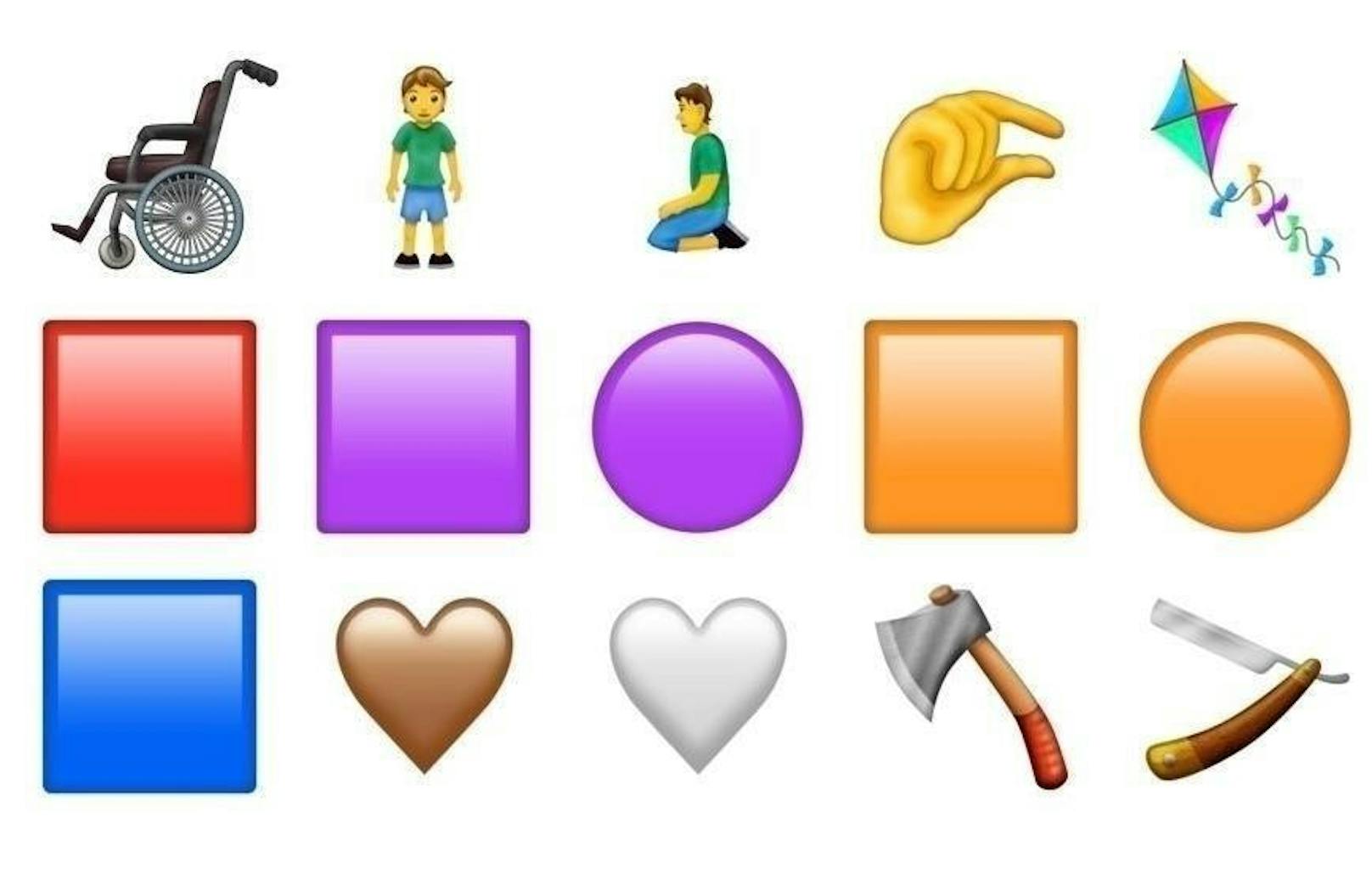 Bei den weiteren Emoji-Entwürfen sind auch eine Axt und ein Rasiermesser mit dabei.