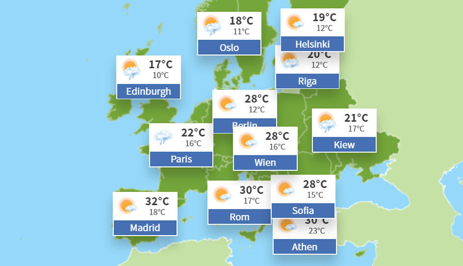 Wetter aktuell in Europa 