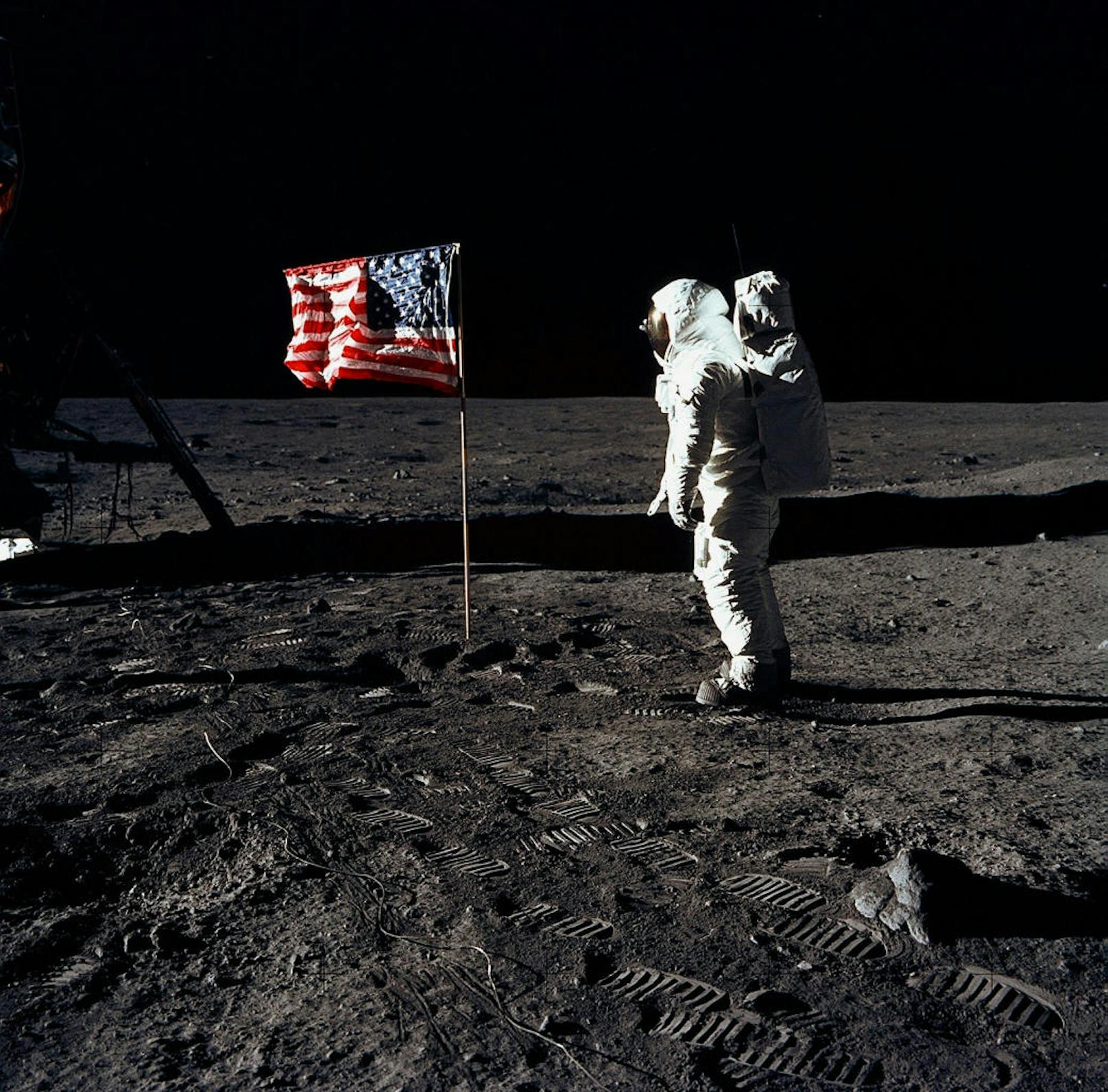 <b>Die erste Mondlandung: </b>Am 20. Juli 1969 konnten US-Astronauten der Apollo-11-Mission den Wettlauf zum Mond zwischen den USA und der UdSSR zu ihren Gunsten entscheiden.