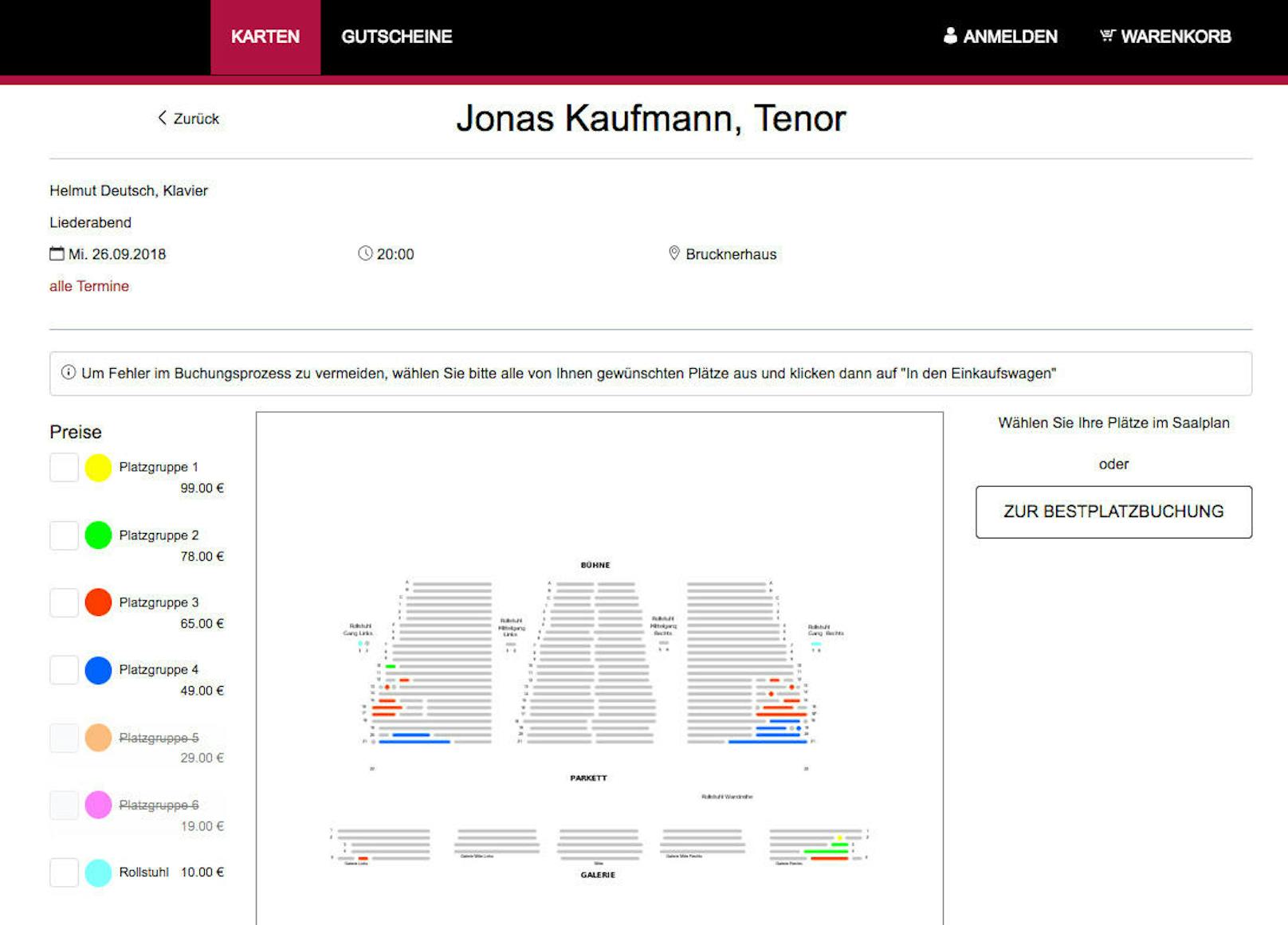 Eines der wenigen Konzerte des Brucknerfestes, das gut verkauft ist: Jonas Kaufmann.