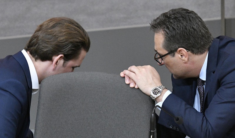 Bundeskanzler Sebastian Kurz (ÖVP), Vizekanzler Heinz Christian Strache (FPÖ) anl. der Budgetdabatte des Nationalrates am Donnerstag, 19. April 2018, in Wien.