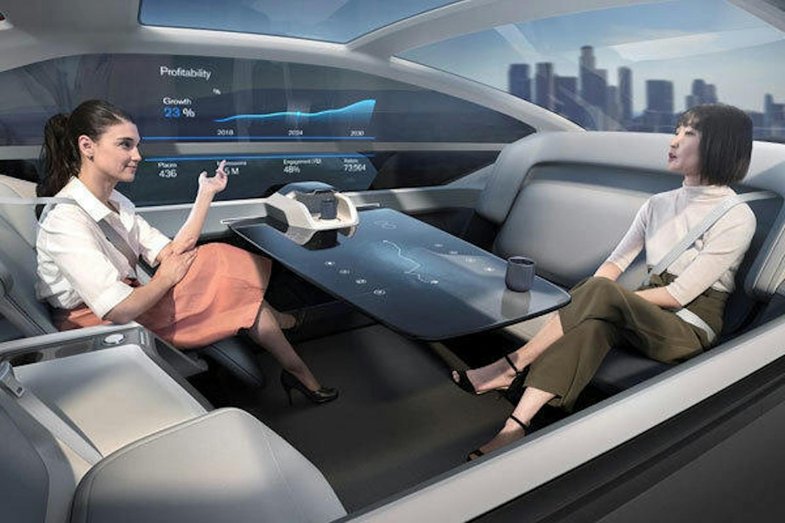 Im Auto der Zukunft wird Arbeiten ebenso möglich sein wie... 