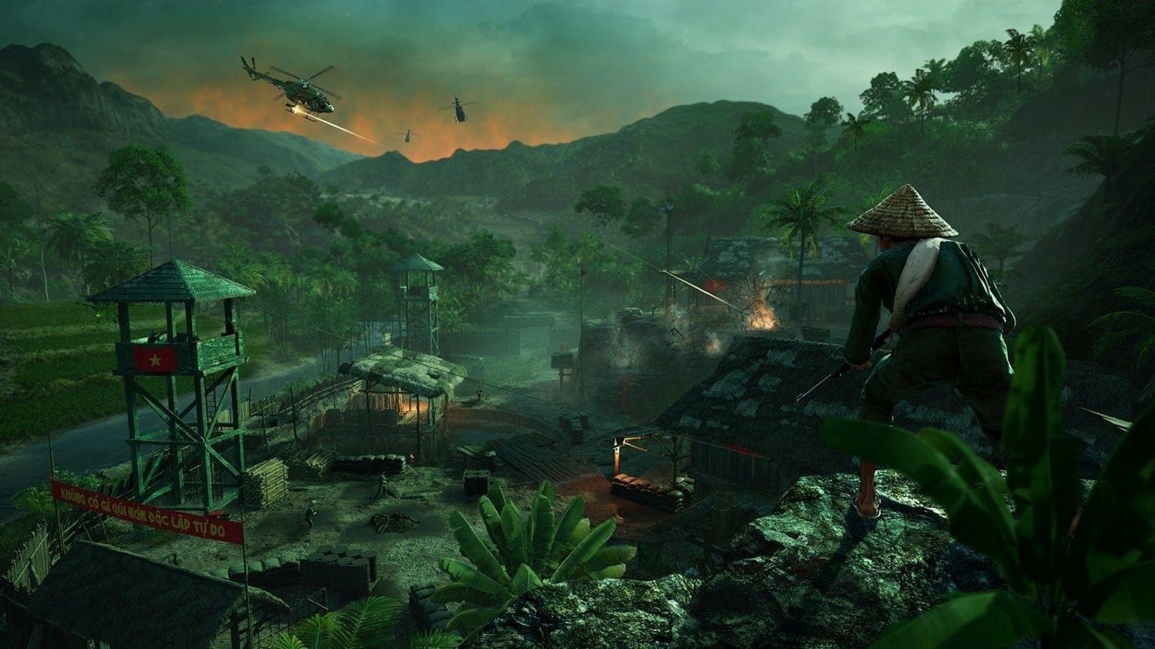 <b>28. Mai 2018:</b> Zuwachs für Far Cry 5! Ubisoft kündigte an, dass mit "Düstere Stunden" der erste DLC für Far Cry 5 auf allen Plattformen erscheinen wird. Der DLC führt den Spieler in die Vergangenheit, wo er als Hope Countys Wendell "Red" Redler versuchen wird, seine Truppenmitglieder im Vietnamkrieg vor den feindlichen Streitkräften zu retten. "Düstere Stunden" kann als eigenständiger DLC, als Teil des Far Cry 5 Season Pass, oder mit der Far Cry 5 Gold Edition erworben werden. 