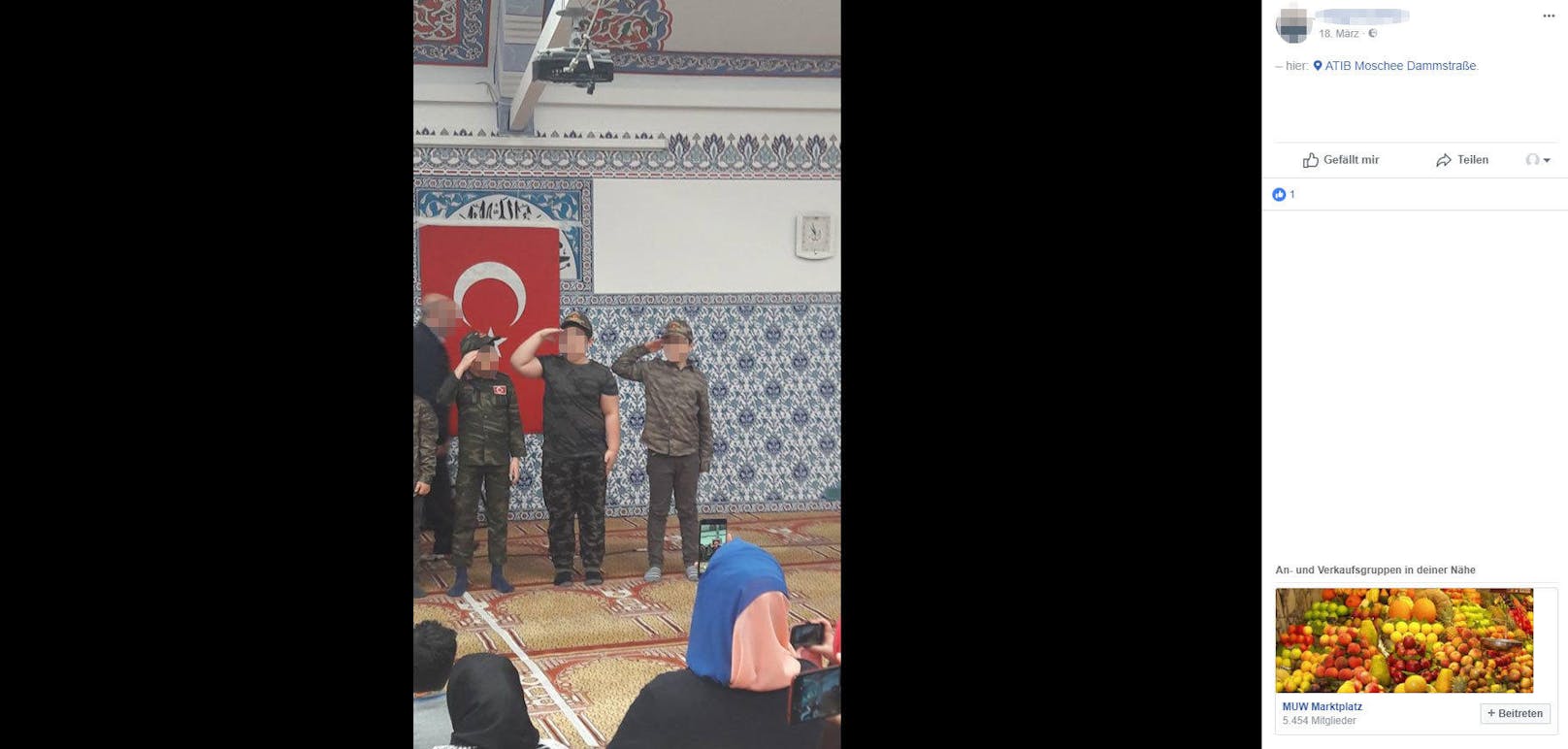 In der von ATIB betriebenen Moschee in der Brigittenauer Dammstraße mussten Kinder in Militäruniformen und mit türkischen Flaggen exerzieren. Kleine Mädchen mussten dabei Kopftuch tragen. 
