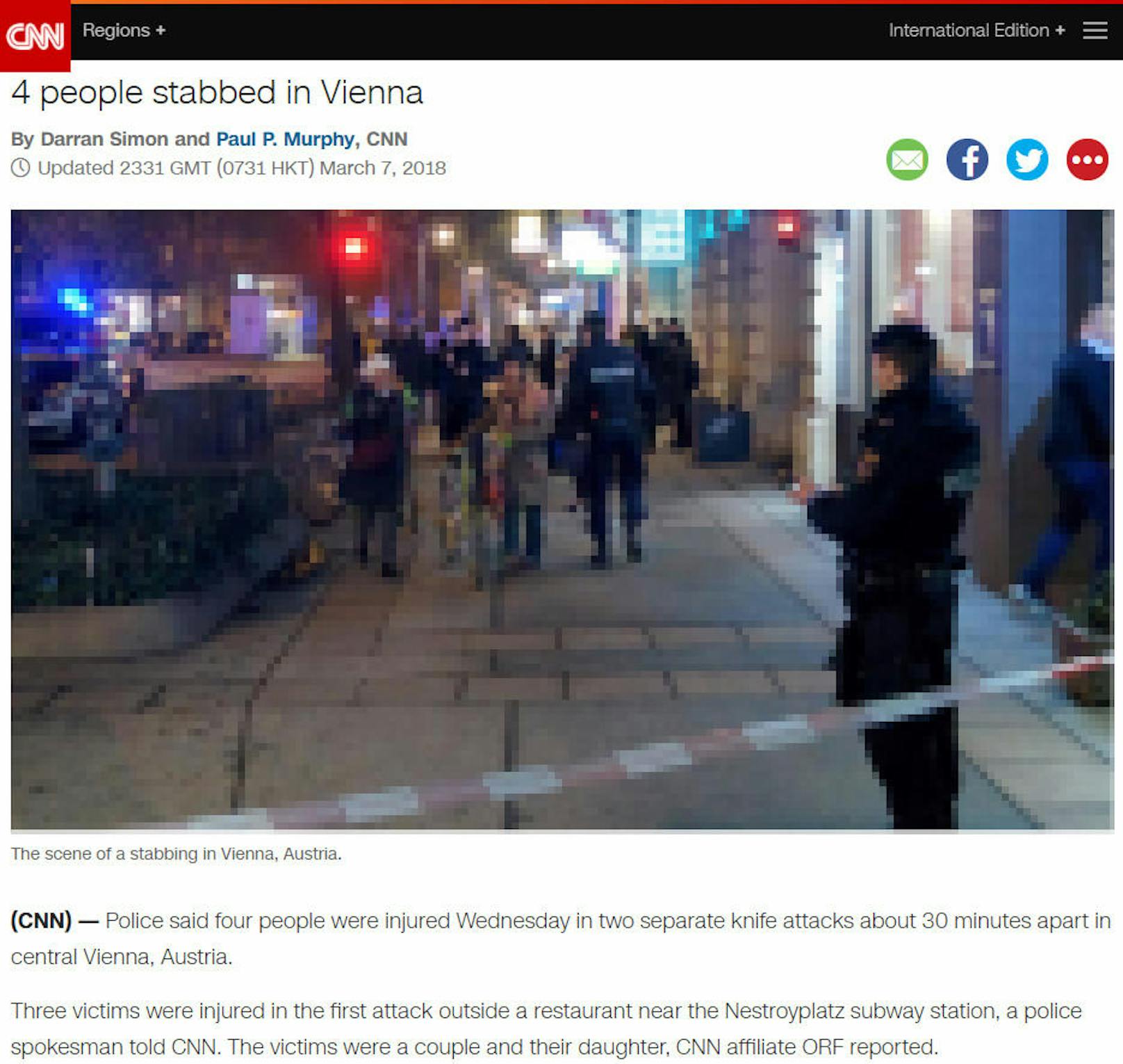 <b>USA, CNN:</b> "Vier Menschen in Wien niedergestochen"