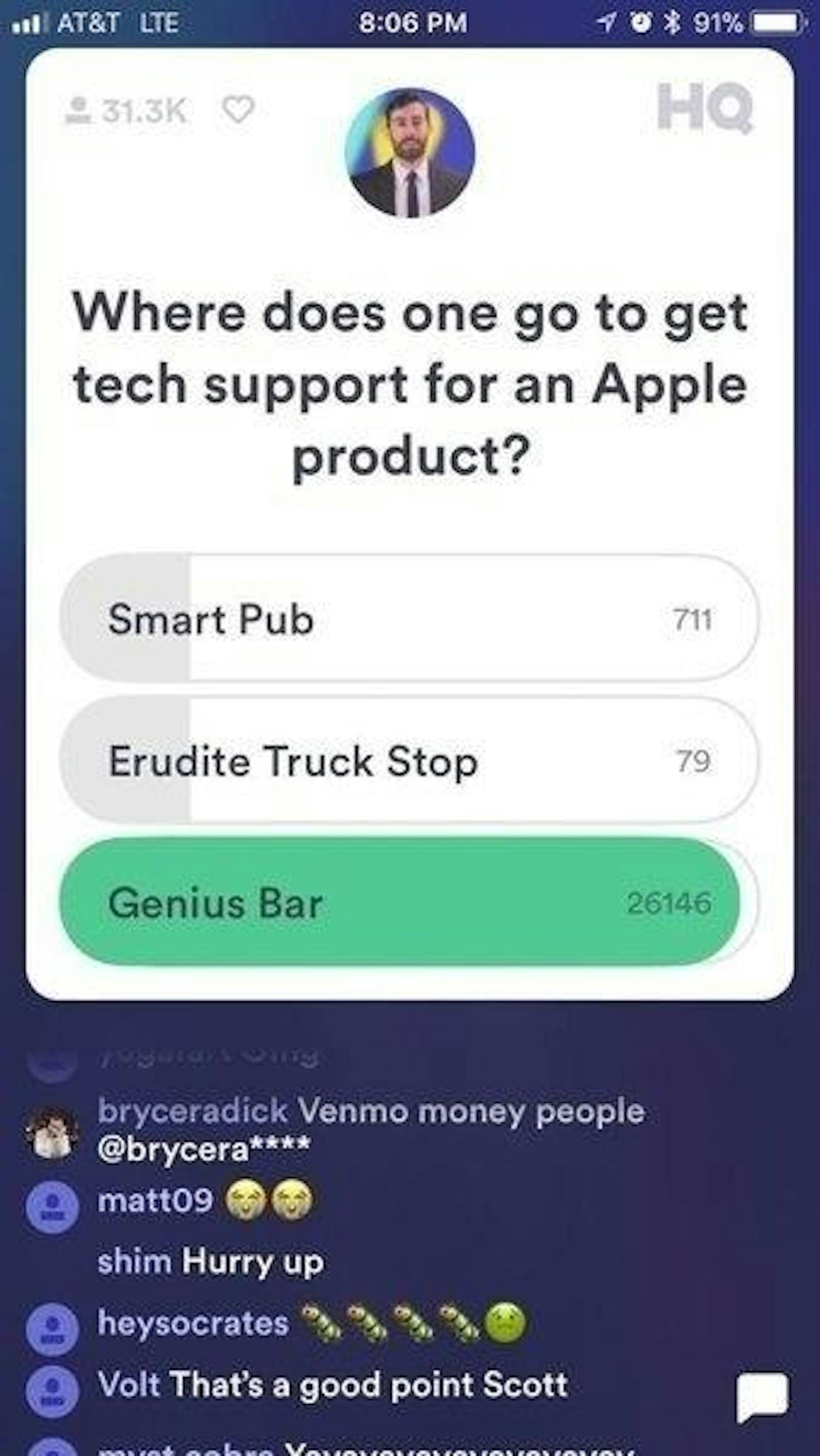 ... oder "Wo geht man hin, wenn man Hilfe für ein Apple-Produkt benötigt? Smart Pub, Gebildeter Truck Shop oder Genius Bar?" ...