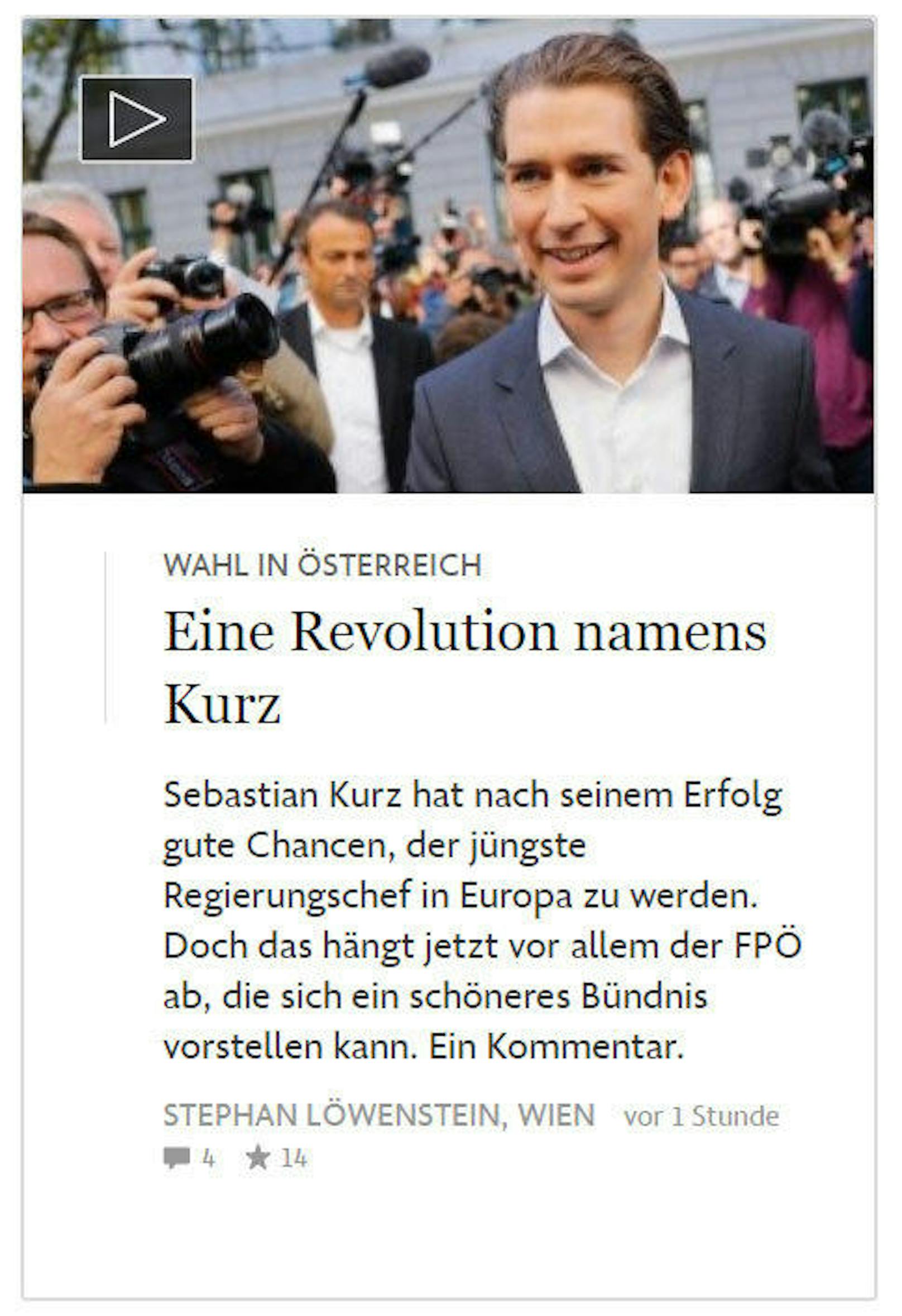 <b>FAZ:</b> "Eine Revolution namens Kurz"