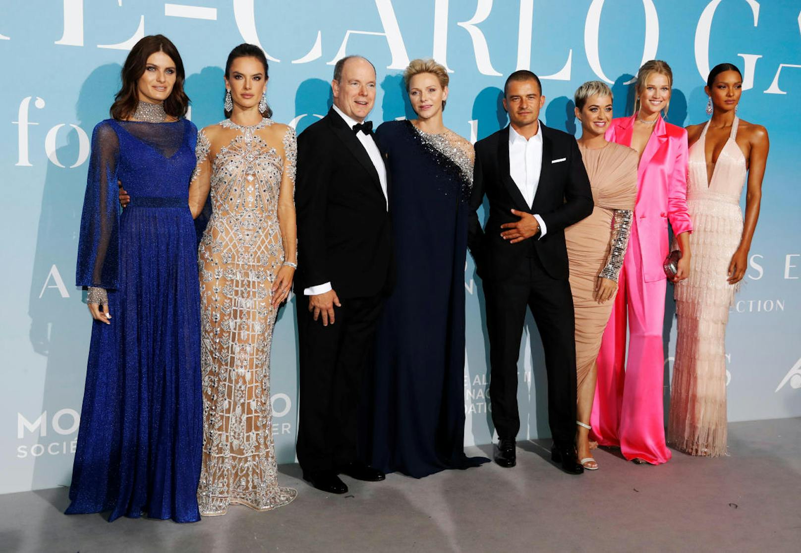 Models Isabeli Fontana, Alessandra Ambrosio, Prinz Albert II und Prinzessin Charlene mit Katy Perry und Orlando Bloom, Toni Garnn und lais Ribeiro 