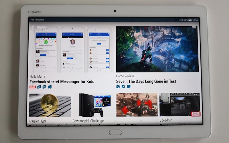 Wie schon das Smartphone Mate 10 Pro bietet auch das neue MediaPad nicht die Auflösung anderer Spitzenmodelle. Und wie auch beim Mate 10 Pro fällt das absolut nicht ins Gewicht.