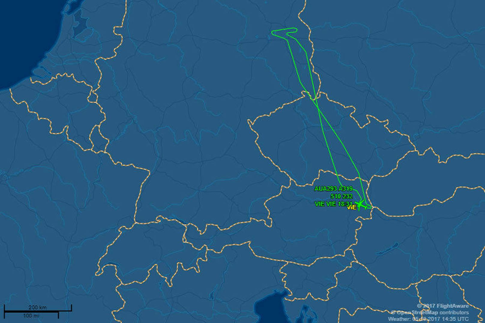 Sturmtief "Xavier" hat am Donnerstag die Landung einer AUA-Maschine in Berlin unmöglich gemacht. Der Pilot entschied wieder nach Wien zurückzufliegen (6. Oktober).