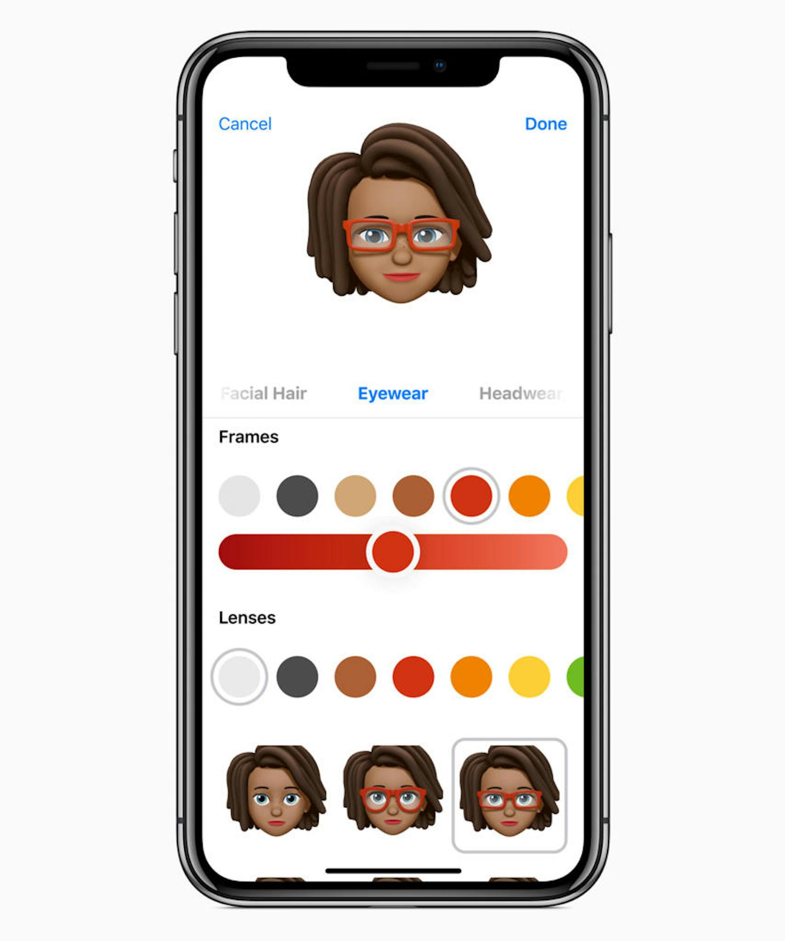Die beweglichen Emojis, die beim iPhone X per iMessage verschickt werden können, können nun auch personalisiert werden. Bauen Sie sich selbst als "Memoji" nach, lautet die Devise.